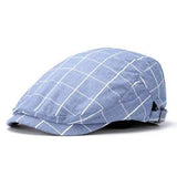 Unisex Men Women Cotton Blend Newsboy Beret Cap Grid Blank Thick Flat Cowboy Cabbie Hat