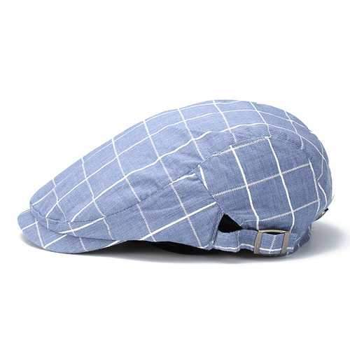Unisex Men Women Cotton Blend Newsboy Beret Cap Grid Blank Thick Flat Cowboy Cabbie Hat