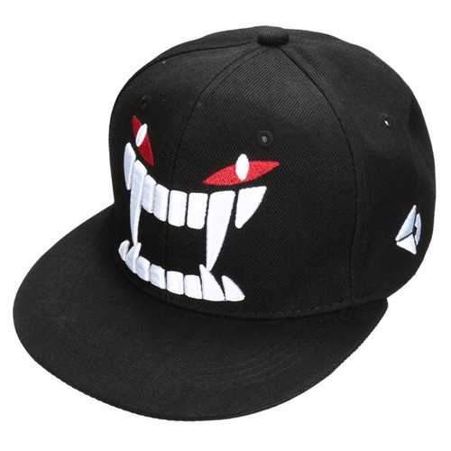 Mens Big Tooth Hiphop Hats Adjustable Flat Snapback Baseball Women Dance Cap