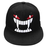 Mens Big Tooth Hiphop Hats Adjustable Flat Snapback Baseball Women Dance Cap