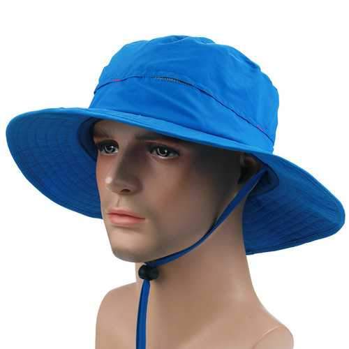 Men Women Taslon Wide Brim Outdoor Fishing Quick Drying Bucket Cap UV Protection Sun Hat