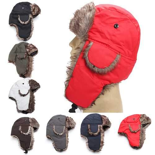 Unisex Russian Faux Fur Pilot Trapper Cap Outdoor Ski Ear Protective Hat