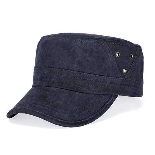 Men Cotton Flat Vintage Washed Cap Air Hole Stitching Retro Hat