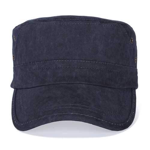 Men Cotton Flat Vintage Washed Cap Air Hole Stitching Retro Hat