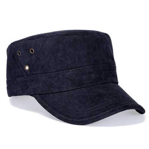 Men Cotton Flat Vintage Washed Cap Air Hole Stitching Retro Hat