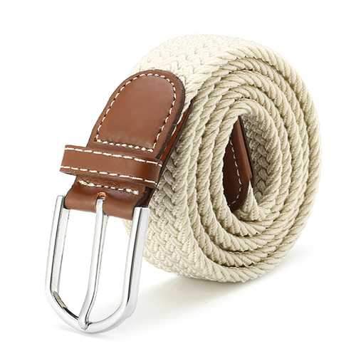 125CM Unisex Braided Elastic Woven Leather Stretchable Belt Trousers Pants Canvas Strip