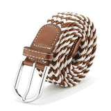 125CM Unisex Braided Elastic Woven Leather Stretchable Belt Trousers Pants Canvas Strip