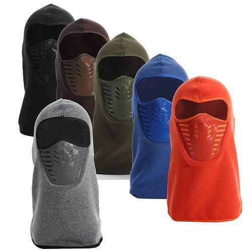Unisex Cotton Blend Silica Gel Face Mask Cap Fleece Linen Winter Ski Driving Cap Neck Cover Hat