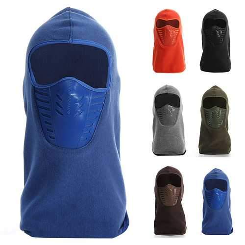 Unisex Cotton Blend Silica Gel Face Mask Cap Fleece Linen Winter Ski Driving Cap Neck Cover Hat