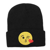 Unisex Emoji Embroidery Knitted Slouch Beanie Hat Sport Outdoor Elastic Cap