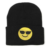 Unisex Emoji Embroidery Knitted Slouch Beanie Hat Sport Outdoor Elastic Cap