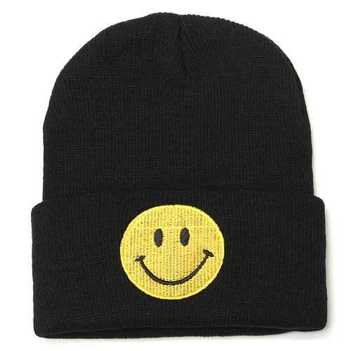 Unisex Emoji Embroidery Knitted Slouch Beanie Hat Sport Outdoor Elastic Cap