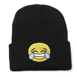Unisex Emoji Embroidery Knitted Slouch Beanie Hat Sport Outdoor Elastic Cap