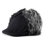 Unisex Men Women Earflap Ear Muff Cotton Blend Faux Fur Plush Linen Beret Cap Windproof Cycling Hat