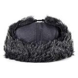 Unisex Men Women Earflap Ear Muff Cotton Blend Faux Fur Plush Linen Beret Cap Windproof Cycling Hat