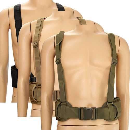 Unisex Oxford Cloth Military Tactical Waist Soft Padded Adjustable Belt With Suspender