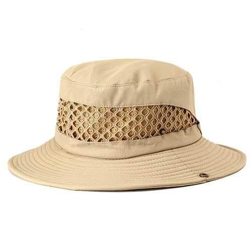 Unisex Mountaineering Fishing Mesh Cap Bucket Hat Folding Outdooors Sun Hat