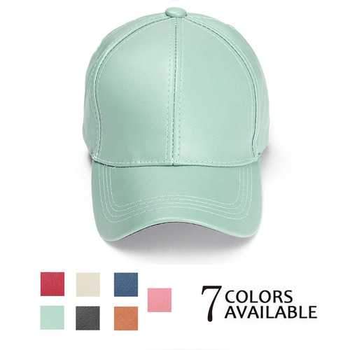 Unisex Men Women PU Leather Pure Color Baseball Cap Adjustable Snapback Hip-hop Hat
