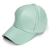Unisex Men Women PU Leather Pure Color Baseball Cap Adjustable Snapback Hip-hop Hat