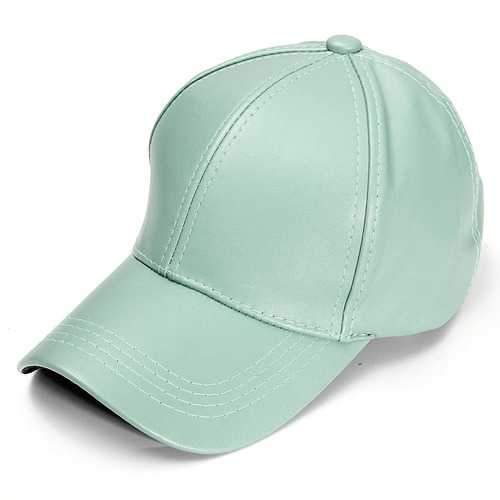 Unisex Men Women PU Leather Pure Color Baseball Cap Adjustable Snapback Hip-hop Hat
