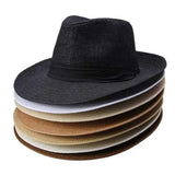 Panama Wide Brim Trilby Straw Hat Black Sunhat