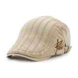 Unisex Cotton Embroidery Stripe Beret Hat Duckbill Golf Flat Buckle Visor Cabbie Cap For Men Women