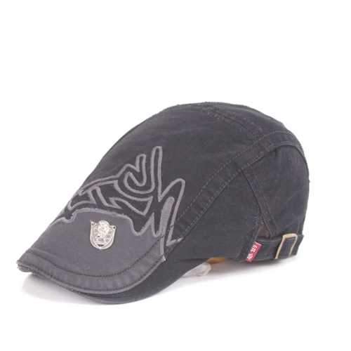 Unisex Cotton Embroidery Washed Beret Hat Duckbill Golf Visor Buckle Cabbie Cap For Men Women