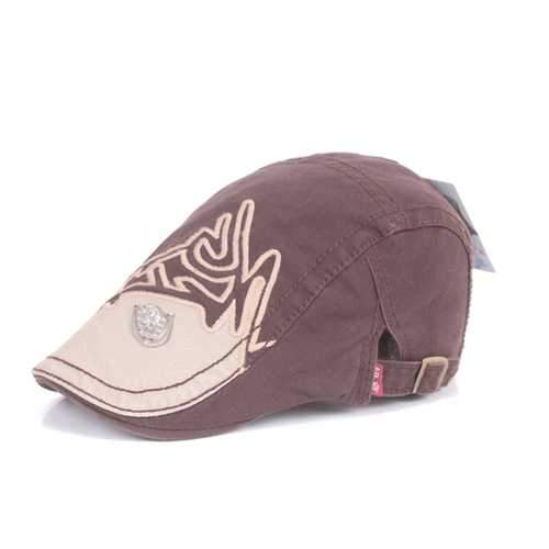 Unisex Cotton Embroidery Washed Beret Hat Duckbill Golf Visor Buckle Cabbie Cap For Men Women