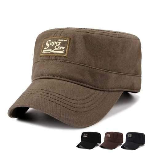 Mens Cotton Flat Hats Vintage Baseball Cap Outdoor Casual Adjustable Washed Retro Hat