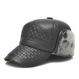 Men Male PU Leather Earflap Ear Muffs Baseball Cap Adjustable Blank Golf Outdoor Hat