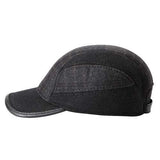 Unisex Woolen Earflap Ear Muffs Baseball Cap Adjustable Grid Fleece Lining Golf Outdoor Hat