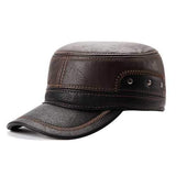 Unisex PU Leather Earflap Ear Muffs Baseball Cap Adjustable Plush Lining Golf Windproof Outdoor Hat