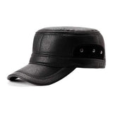 Unisex PU Leather Earflap Ear Muffs Baseball Cap Adjustable Plush Lining Golf Windproof Outdoor Hat