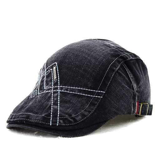 Unisex Cotton Washed Embroidery Beret Hat Duckbill Golf Buckle Visor Cabbie Cap For Men Women