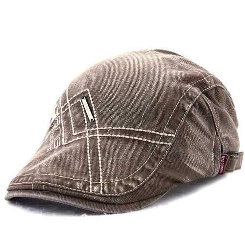 Unisex Cotton Washed Embroidery Beret Hat Duckbill Golf Buckle Visor Cabbie Cap For Men Women