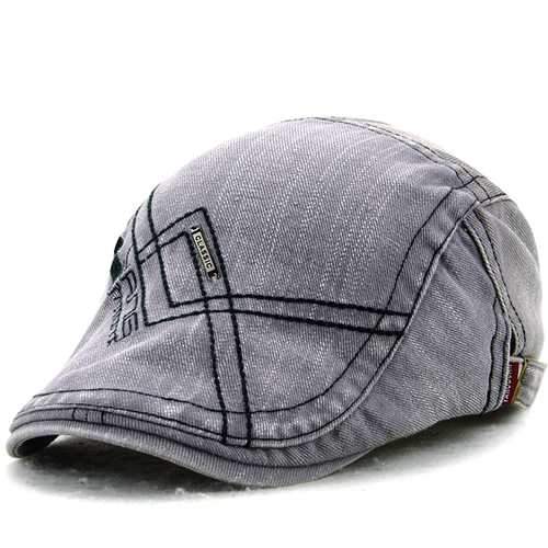 Unisex Cotton Washed Embroidery Beret Hat Duckbill Golf Buckle Visor Cabbie Cap For Men Women