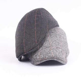 Unisex Woolen Cotton Blend Gird Blank Newsboy Beret Cap Adjustable Thick Golf Cabbie Hat For Men
