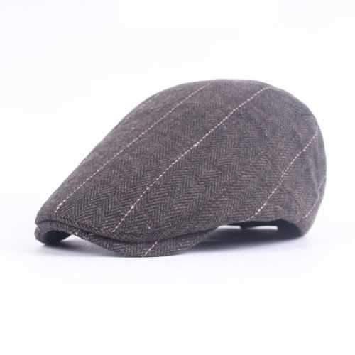 Unisex Woolen Cotton Blend Gird Blank Newsboy Beret Cap Adjustable Thick Golf Cabbie Hat For Men