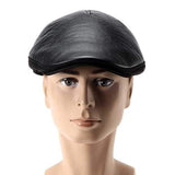Unisex Sheepskin Leather Earflap Ear Muff Beret Hat Velvet Imitation Linen Flat Cowboy Cabbie Hat