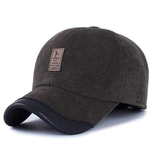Unisex Cotton Leather Earflap Ear Muffs Baseball Cap Adjustable Golf Outdoor Hat For Men Women
