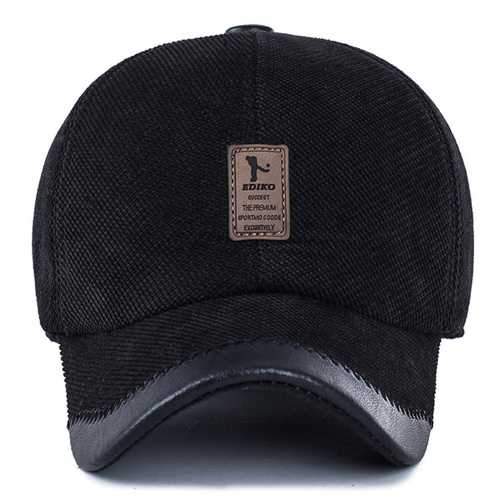 Unisex Cotton Leather Earflap Ear Muffs Baseball Cap Adjustable Golf Outdoor Hat For Men Women