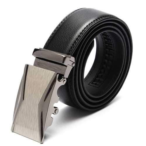 Mens Belt Peritoneal Second Layer Leather  Business Automatic Alloy Buckle Strip Length Randomly