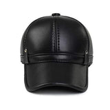 Unisex PU Leather Earflap Ear Muffs Baseball Cap Black Brown Adjustable Golf Outdoor Hat