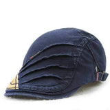 Unisex Cotton Stripe Beret Hat Duckbill Golf Flat Buckle Visor Cabbie Cap For Men Women