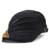Unisex Cotton Stripe Beret Hat Duckbill Golf Flat Buckle Visor Cabbie Cap For Men Women