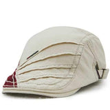 Unisex Cotton Stripe Beret Hat Duckbill Golf Flat Buckle Visor Cabbie Cap For Men Women
