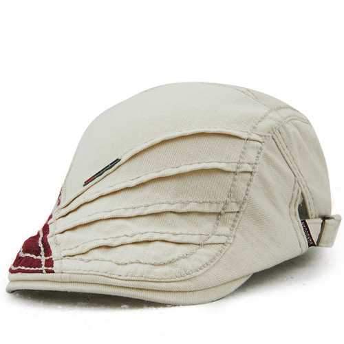 Unisex Cotton Stripe Beret Hat Duckbill Golf Flat Buckle Visor Cabbie Cap For Men Women