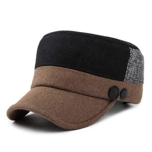 Unisex Woolen Polyester Military Hat Mixed Color Adjustable Outdoor Flat Baseball Cap