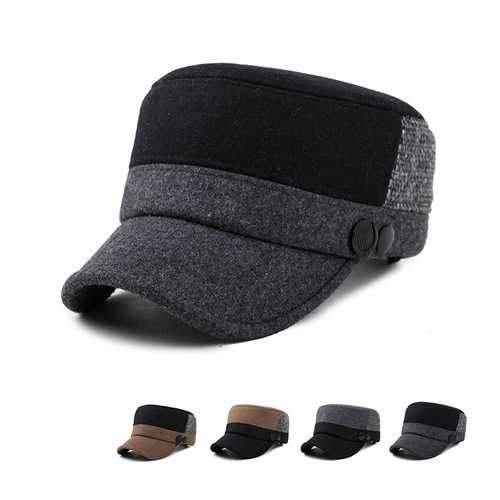 Unisex Woolen Polyester Military Hat Mixed Color Adjustable Outdoor Flat Baseball Cap