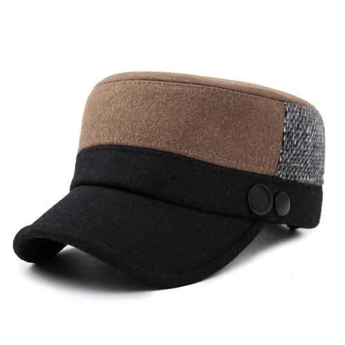 Unisex Woolen Polyester Military Hat Mixed Color Adjustable Outdoor Flat Baseball Cap